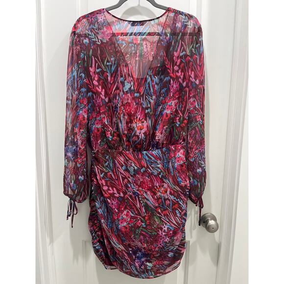 Amanda Uprichard Amani Long Sleeve Mini Dress in Bloom Sz L - Picture 8 of 9